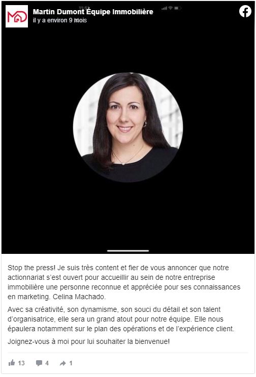 Celina Machado, Directrice marketing