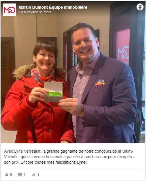Gagnante du Concours St-Valentin 2020